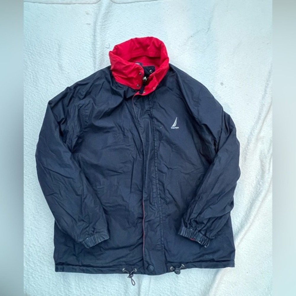 Vintage Nautica Reversible Jacket NS-83 Sailing Windbreaker Red‎ Navy Men Large